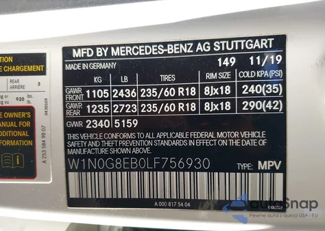 2020 Mercedes-Benz Glc 300 4Matic z USA, uszkodzony, nr VIN W1N0G8EB0LF756930